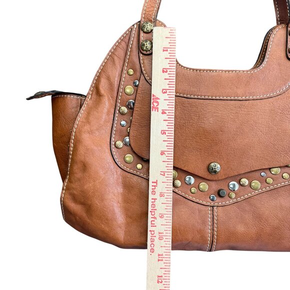 Patricia Nash Leather Western Coastal Cowgirl Ergo Studded Bag Brown Boho - Picture 4 of 14